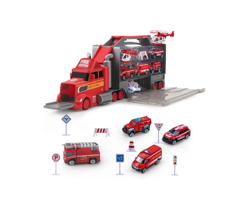 Carro Niñera Tractomula Camion Juguete Para Niños Bombero - Image 4