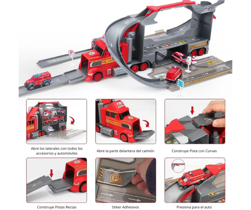 Carro Niñera Tractomula Camion Juguete Para Niños Bombero - Image 2