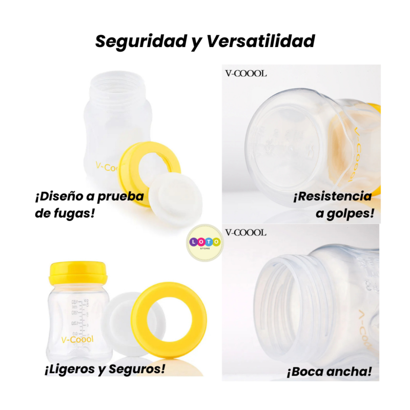 3 Frascos V-Coool para almacenamiento de Leche Materna - 180ml Libre Bpa - Image 3