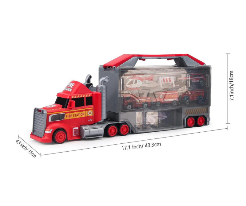 Carro Niñera Tractomula Camion Juguete Para Niños Bombero - Image 3