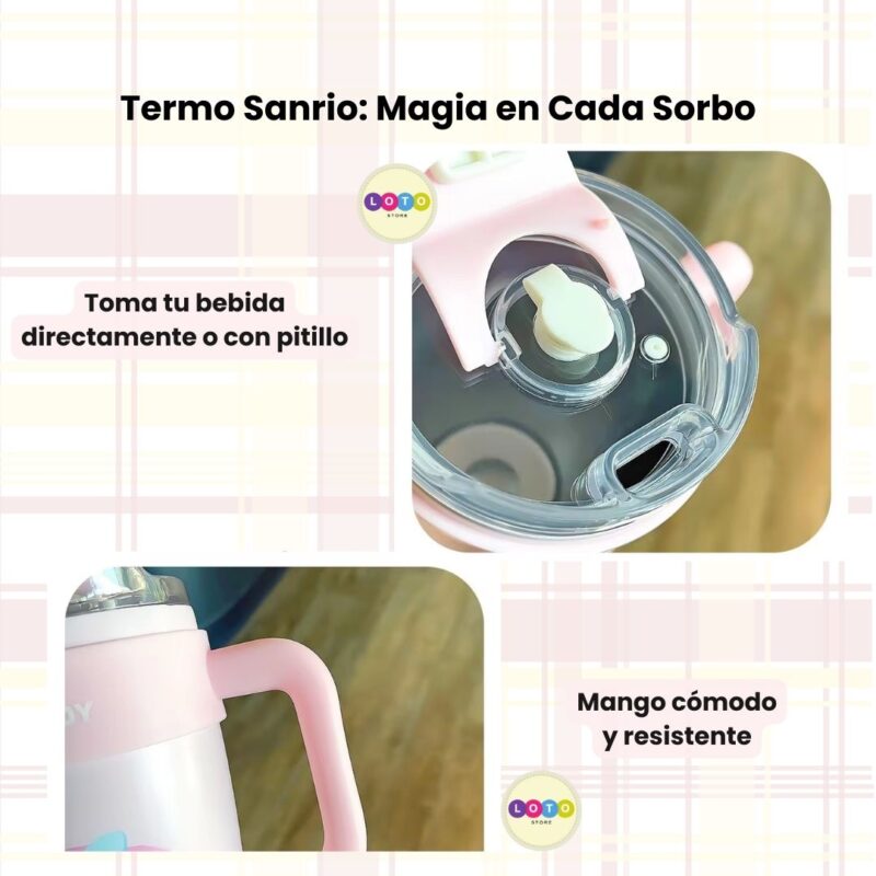 Termo Vaso Sanrio Frío Caliente Acero Inoxidable + Pitillo - Image 3