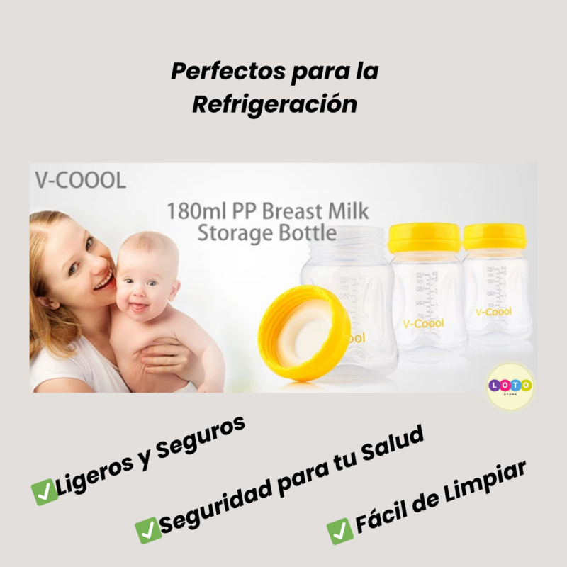 3 Frascos V-Coool para almacenamiento de Leche Materna - 180ml Libre Bpa - Image 5