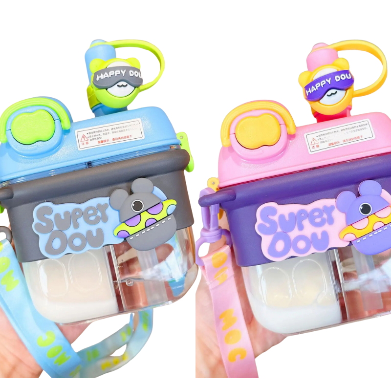 Botilito Botella Doble Agua Niños Termo Correa Ajustable