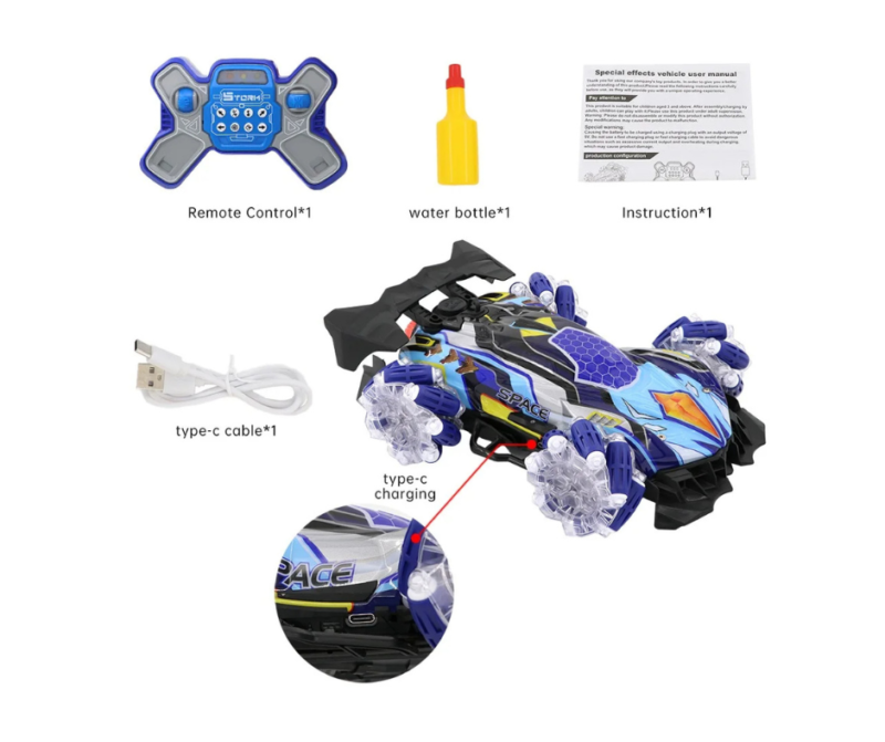 Carro Control Remoto Super Drift 360° Con Vapor, Humo, Luces - Image 6