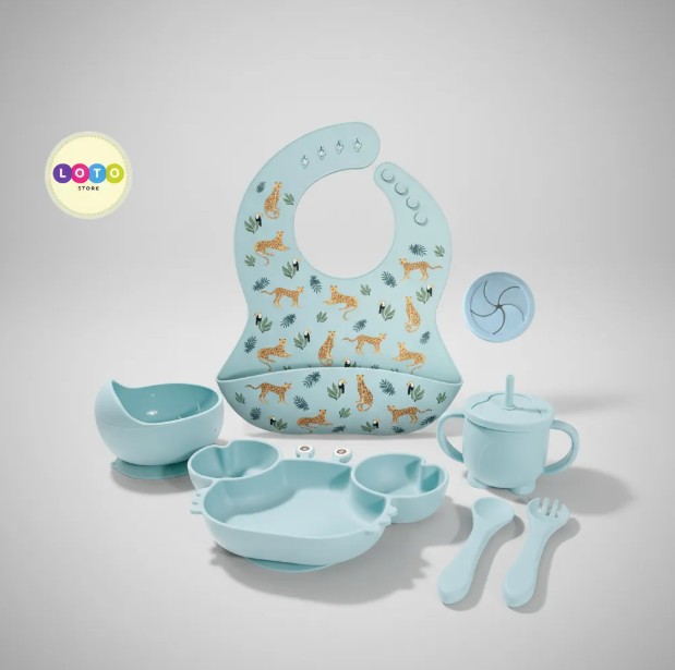 Kit Alimentación Bebe Vajilla Silicona Niño Plato Cangrejo