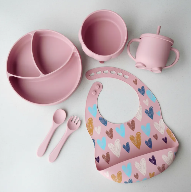 Kit Alimentación Bebe Vajilla Silicona Niño Platos 6 Piezas